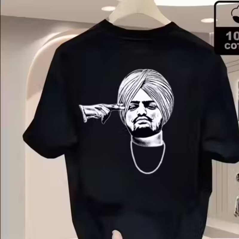 Men's Oversized 100% Cotton T-Shirt | New 2025 Trendy Black Graphic Print |Loose Fit | High Quality 200GSM