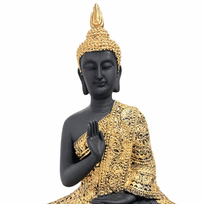Divine Harmony Blessing Buddha Showpiece – Black & Antique Gold Finish