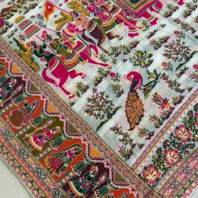 Rajwadi Pashmina Silk Saree