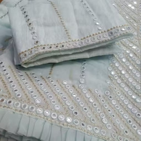 Glamour Unveiled: Elevate Every Occasion with the Exquisite 9mm Sequence & Zari Work C Pallu Sari, Complete with Boluse in Latest Trending Design