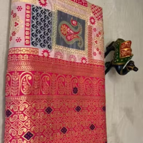 TRADITIONAL RAJWADI PATOLA WITH SWAROVSKI WORK