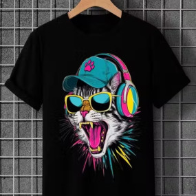 MENS BLACK TSHIRT CASUAL WEAR PRINTED 100 PERCENT COTTON