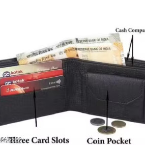 Attractive Men Black Two Fold Leather Wallets