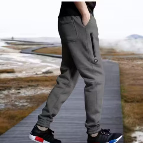 Men’s Fleece-Lined Cotton Joggers | Premium Track Pants with Sleek Zipper Pockets, Elastic Waist & Cuffs | Stylish Bottoms for Gym, Streetwear & Leisure