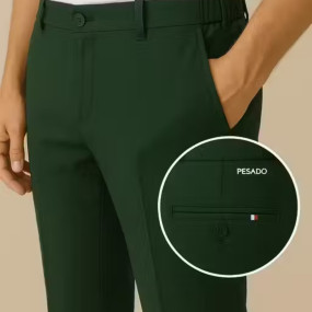 Pesado Men's SMART FLEXI Bottle Green Formal Trousers Pants(ADJUSTABLE WAIST UPTO 2 INCH)
