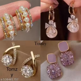 Combo Of Four Korean Crystal Stud Earrings