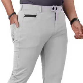 Light Grey Color New Fashion Belt Loops Zipper Pockets Gym Workout Comfortable Work Wear Narrow Trouser for men