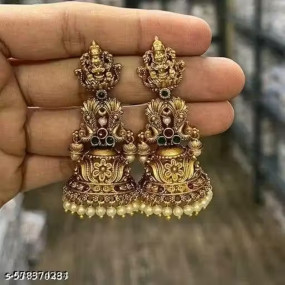 Bhumi09 Gold Plated 1Gram Gold Zhumkha For Women / Girls Stylish