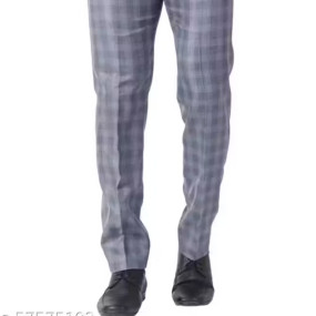 Maleno Men's Checked Grey Trousers