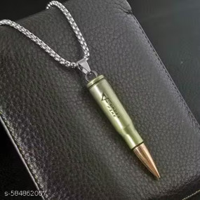 Stainless Steel Gun Bullet Pendant Necklaces Submachine Gun Pistol Polished Ammunition Guard Homeland Peace Necklaces for A Men Jewelry