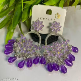 Blossom Kundan Chandbali-Lavender