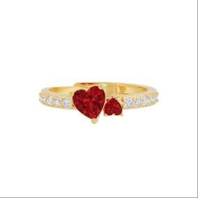 Sterling Silver 18K Gold and Rose Gold Plated Layered Love Dual Hearts Ring