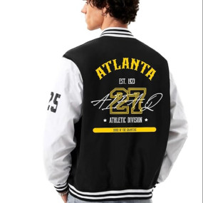 Jacket For Men’s Fleece Varsity Bomber Jacket with Letter Patch Casual Baseball Style Coat, Lightweight Streetwear Outerwear