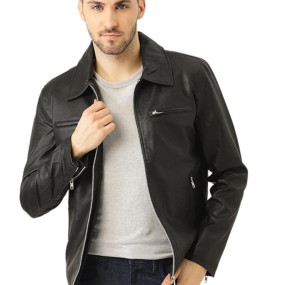 Men's Black Solid Jacket