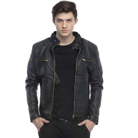 Men's Faux Leather Standard Length Jacket