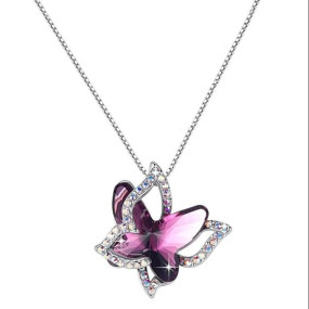 3D Effect Butterfly Chain Pendant Necklace for Women And Girls