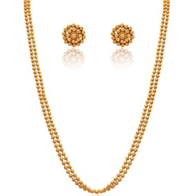 Traditional Ethnic One Gram Gold Plated Beaded Necklace Set with Earring for Women and Girls