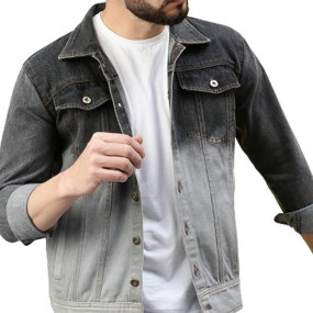 Mens Dual Color Washed Denim Jacket