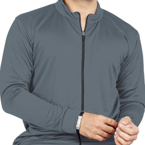 Men Solid Polyester Sports Jacket Long Sleeves Full Zip with Pocket Gym, Running & Travel Upper Wear