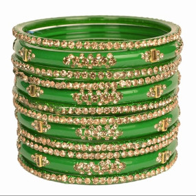 Green Mehrun Red Glass Bangles Set for Women | Zirconwork Bangles | Glass bangles for festivals & occasions, Traditional glass bangles (SKU276)