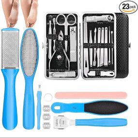 Pedicure Kits - Callus Remover for Feet, 23 in 1 Professional Manicure Set Pedicure Tools Stainless Steel Foot Care, Foot File Foot Rasp Dead Skin for Women Men Home Foot Spa Kit, Blue