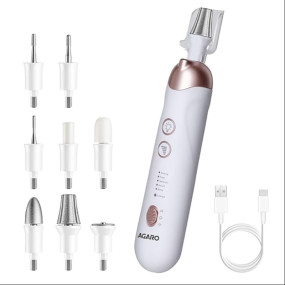 AGARO Prima Nail Drill & Polisher, Professional Nail Care at Home, Electric Nail Polisher, Manicure & Pedicure, Shape, Trim & Polish, 5 Speed, 8 Attachments, Rechargeable with Type C, Women, Men