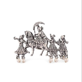 Silver Tone Barat Design Antique Oxidised Adjustable Finger Ring For Women-ZPFK16650