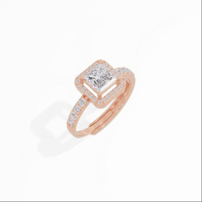 U ARE 925 Sterling Silver 18K Gold and Rose Gold Plated Radiant Square Halo Ring | Gift for Women and Girls | With Certificate of Authenticity and 925 Stamp