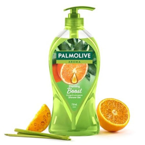 Palmolive Aroma Morning Tonic Body Wash, 750ml Shower Gel Single Pump Bottle, 100% Natural Citrus Essential Oil & Lemongrass Extracts for a Soft and Smooth Skin, pH Balanced Bodywash, Free of Parabens & Silicones ​