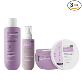 Bare Anatomy Ultra Smoothing Shampoo + Hair Mask + Serum Kit | Restores Smoothing & Texture by 27% | Carbohydrate Complex & Niacinamide | Dry & Frizzy Hair | Paraben & Sulphate Free | Women & Men | 250ml + 250g + 100ml