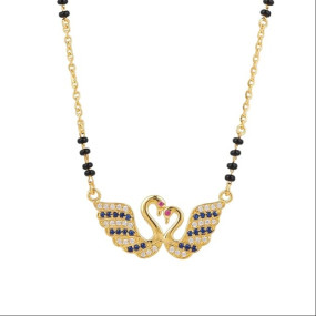 Infinity 925 Sterling Silver Traditional Black Bead Micron 1gm Gold-Plated Mangalsutra | Pendant Necklace Mangalsutra for Women | Hypoallergenic | 6 Months Warranty | Authenticity Certificate