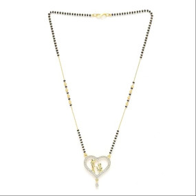 Mangalsutra Zinc Alloy Designer Gold-Plated Love Heart Shaped Tanmaniya Nallapusalu Jewellery For Women