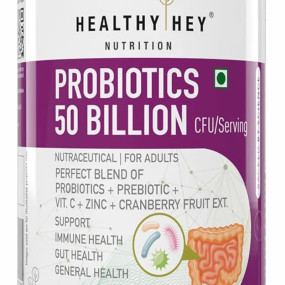 HealthyHey Nutrition Probiotics 50 Billion CFU Multi- Strains, 60 Veg. Capsules, Targeted Release Technology, Stomach Acid Resistant, No Need for Refrigeration, Non-GMO, Gluten-Free