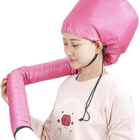 Hooded Hair Dryer Soft Bonnet with Integrated Headband, Reduces Heat Around Ears & Neck, Hair Dryer Diffuser Cap for Curly Hair, Speeds Up Drying Time, Safe Deep Conditioning at Home, Portable and Large Size