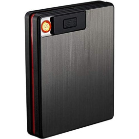 Cigarette Case with Lighter, USB Lighter Cigarette Box 2 in 1 Electronic Rechargeable Flameless Windproof Lighters Hold 20pcs Regular Cigarettes