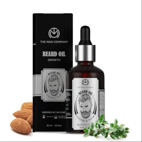 The Man Company Beard Oil for Growing Beard Faster with Almond & Thyme, NATURAL, Best Beard Growth Oil for Men, Nourishes & Strengthens Uneven Patchy Beard - 30ML