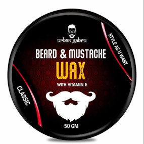 UrbanGabru Beard & Mustache Wax (50 gm) for Strong Hold | Natural Beard Wax | Enriched with Vitamin E & Omega-3 | Gives Natural Shine