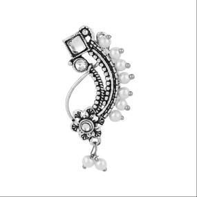 Navratri Ethnic Silver Oxidised Non Piercing Maharashtrian Nath For Women