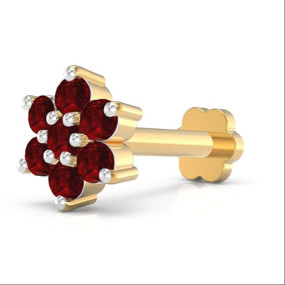 Silver 18K Gold Plated Floral Radiance Nose Pin for Women and Girls | With Certificate of Authenticity and 925 Stamp