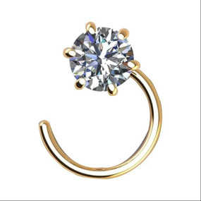 Nose Pin Stone Design | Square Shape Yellow Gold Nose Pin Stud | Diamond Piercing Nose Stud For Women and Girls