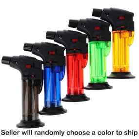 LADYBEE Double Flame Refillable Gas Torch Lighter with Stand – Windproof Pocket Lighter for Barbeque, Grilling, Cake Frosting, Welding & Camping – Portable Butane Torch (Multicolor, Pack of 1)LADYBEE Double Flame Refillable Gas Torch Lighter with Stand –