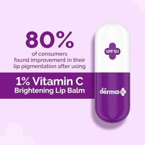 The Derma Co 1% Vitamin C Brightening Lip Balm with SPF 50 PA +++ I With Niacinamide & Hyaluronic Acid | Reduce Lip Pigmentation | Protects From Sun Damage | For Dark, Pigmented, Dry Lips | 4.5g