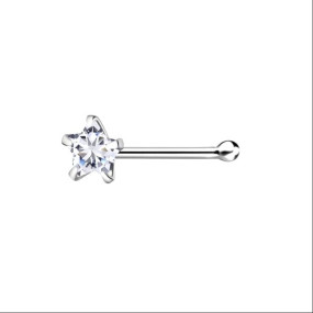 Via Mazzini 92.5-925 Sterling Silver Crystal Star Nose Pin Stud for Women and Girls (NR0163) 1 Pc