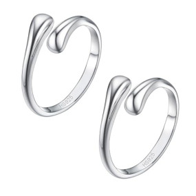 HighSpark Silver Toe Rings for Women | 92.5 Sterling Silver Hypoallergenic Adjustable Toe Rings | Minimal & Elegant - Lovely Gift