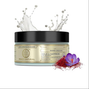 Khadi Natural Milk & Saffron Herbal Hand Cream with Shea Butter | Softens Rough Cuticles, Moisturizes | Prevents Dryness | Suitable for All Skin Types | 50g