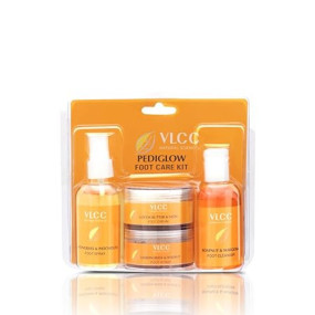 VLCC Pedi Glow Foot Care Kit - 100g + 200ml | Keeps Your Feet Clear, Soft, and Smooth | A Combo of Foot Cream, Foot Scrub, Foot Cleanser, and Foot Spray.