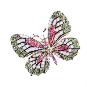 VAMA FASHIONS Gold Plated Multicolor Butterfly Brooch Pin Glittery Lapel Pin Sarees Dresses Blazers Coats Brooch Accessories Jewelry For Girls