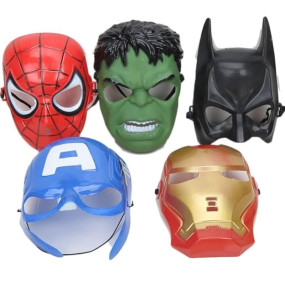 FAVELA Super Hero Set of 5 Superhero theme Plastic Cartoon Face Masks for Kids Roleplay Costume dress Mask for Party Props best Birthday Party Return Gift for Playtime Movie inspired Face Mask
