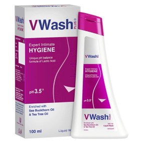 VWash Plus Expert Intimate Hygiene, With Tea Tree Oil, Liquid Wash Prevents Dryness, Itchiness And Irritation, Balances PH, Paraben Free, 100 ml