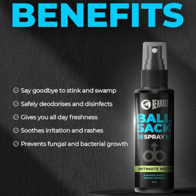 Beardo Ball Sack Spray For Men, 50ml | Intimate Care Spray for Fresh, Clean and Dry Balls | Intimate Hygiene Body Spray for Men; Prevents Odor, itch | Strictly for men Gift for men